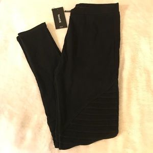 Mid-rise faux suede moto legging